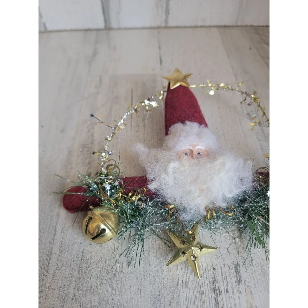 Unique plush bell santa claus xmas glitter‎ star vintage felt